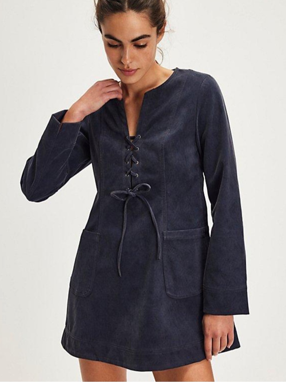 Free People Lace-Up Suede Mini Dress